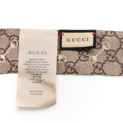 Gucci Silk Twill GG Monogram Gold Horsebity Neck Bow Scarf Flame 3 of 3