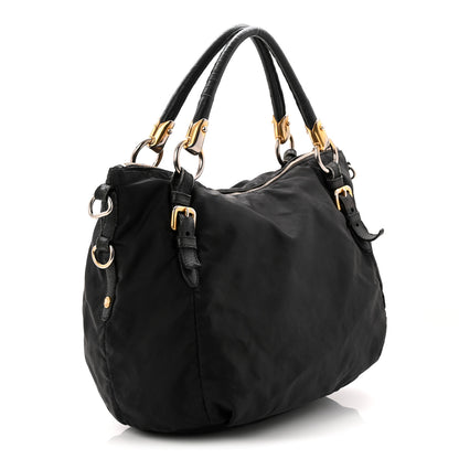 Prada Tessuto Nylon Vitello Daino Shopping Satchel Black 3 of 12
