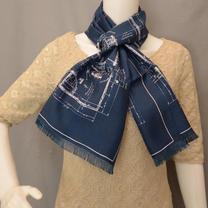 Louis Vuitton Silk Floor Plan Print Scarf Blue 2 of 6