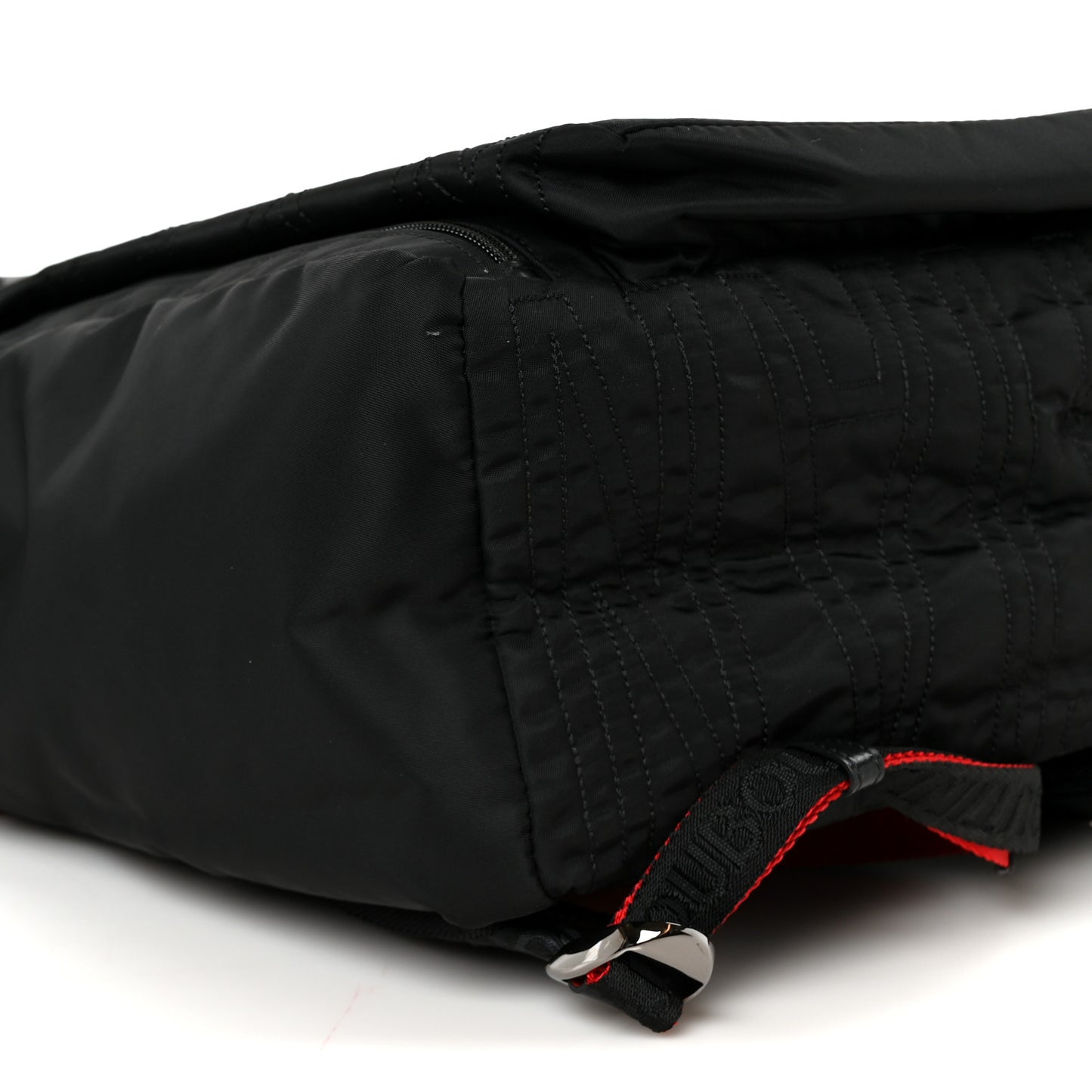 Calfskin Rubber Nylon Loubideal Backpack Black Red