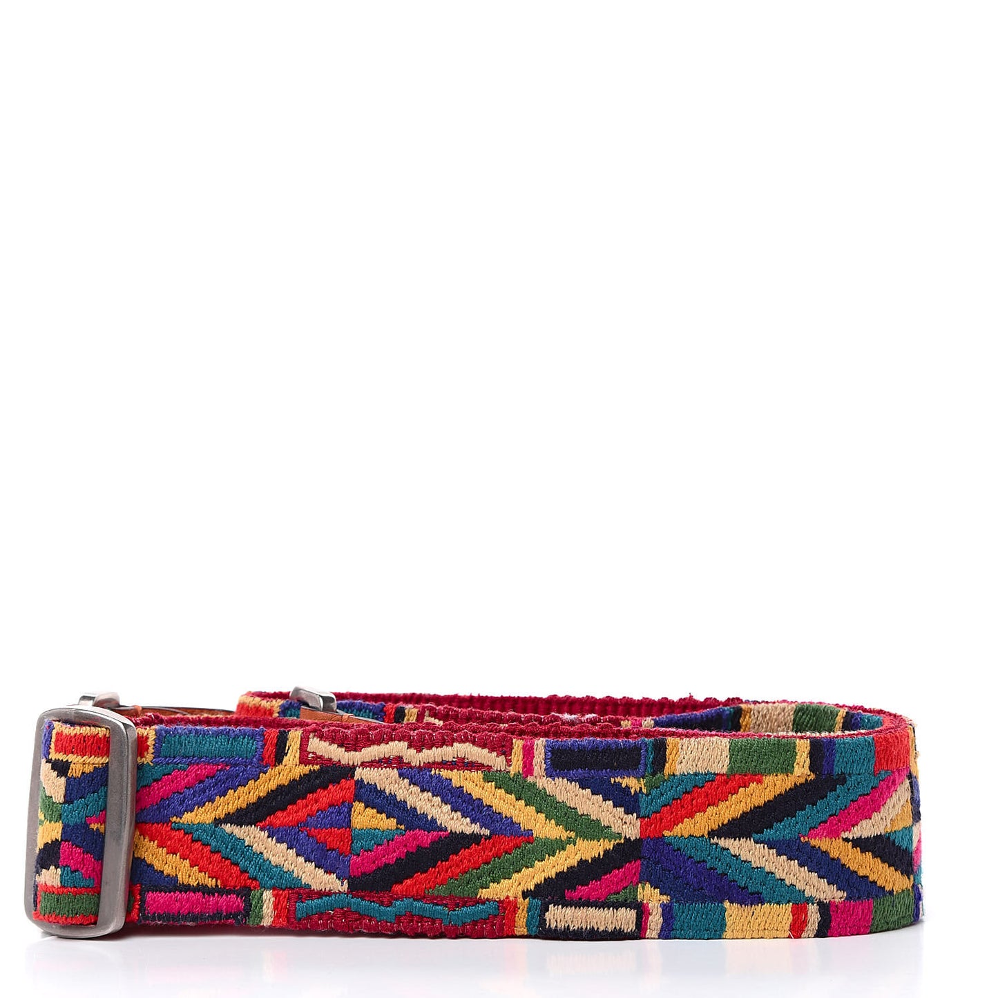 Canvas Geometric Embroidered Rockstud Guitar Strap Multicolor