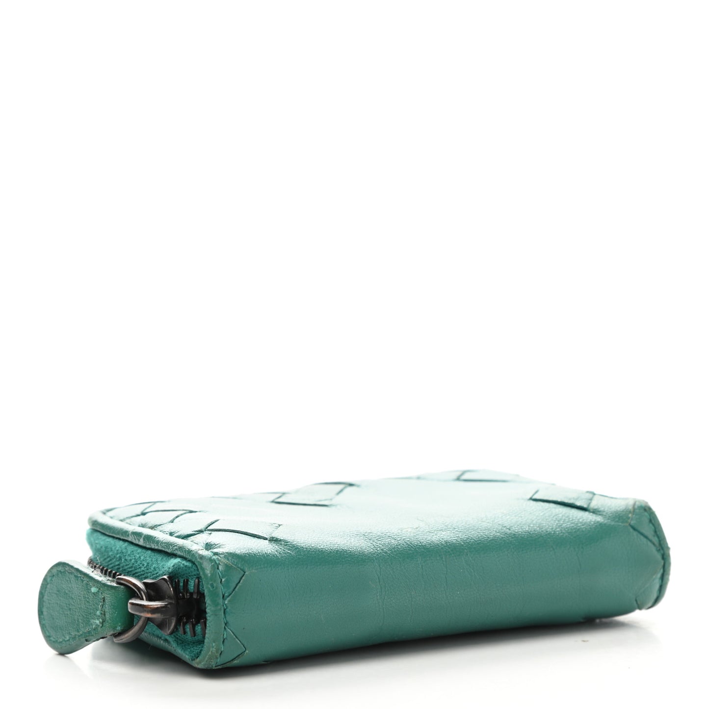Nappa Intrecciato Zip Around Coin Purse Lagoon