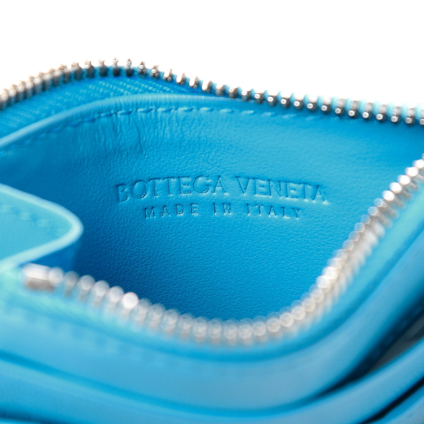 Nappa Intrecciato Zip Card Case Teal