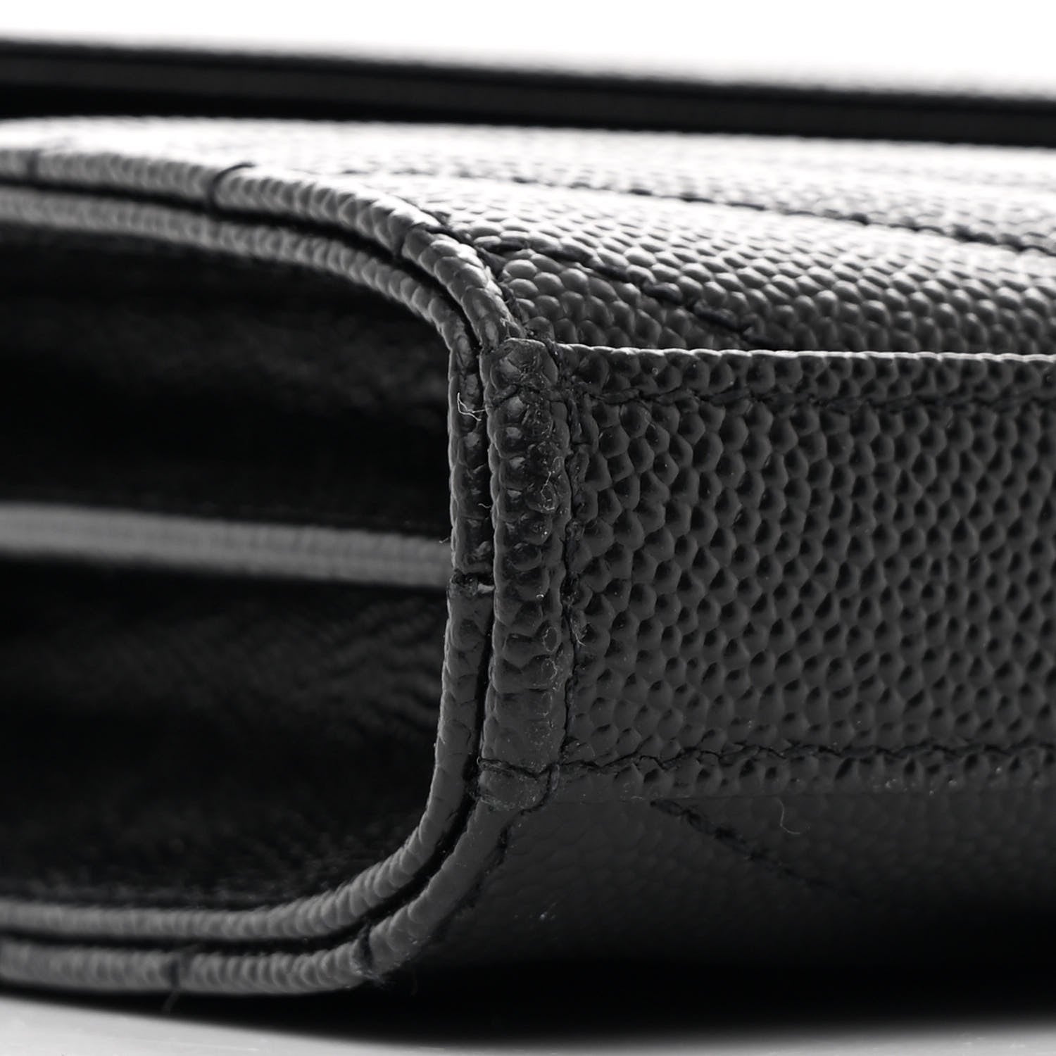 Saint Laurent Grain De Poudre Matelasse Chevron Monogram Chain Wallet Black 10 of 12