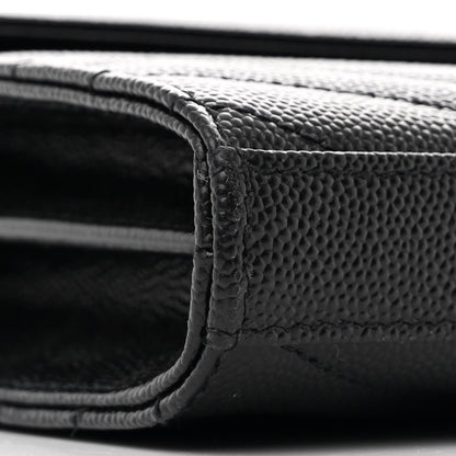 Saint Laurent Grain De Poudre Matelasse Chevron Monogram Chain Wallet Black 10 of 12