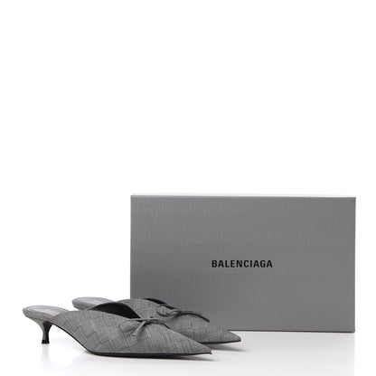 Balenciaga Fabric Check Tailoring Pointed Toe Knife 40mm Mules 39.5 Grey 11 of 11