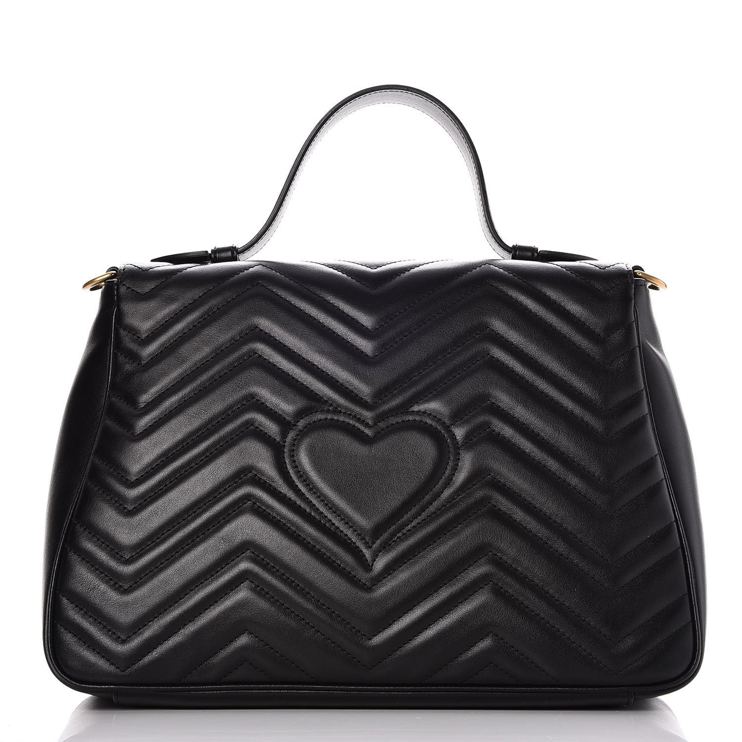 Calfskin Matelasse Medium GG Marmont Top Handle Shoulder Bag Black