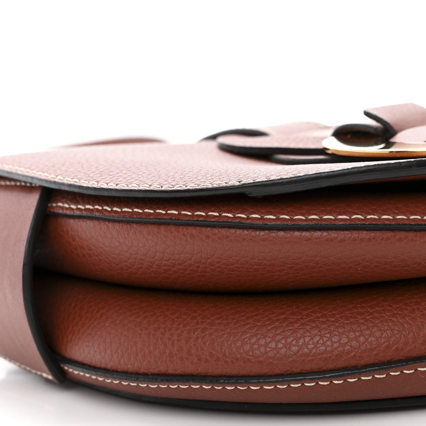 Grained Calfskin Small Darryl Saddle Crossbody Bag Sepia Brown