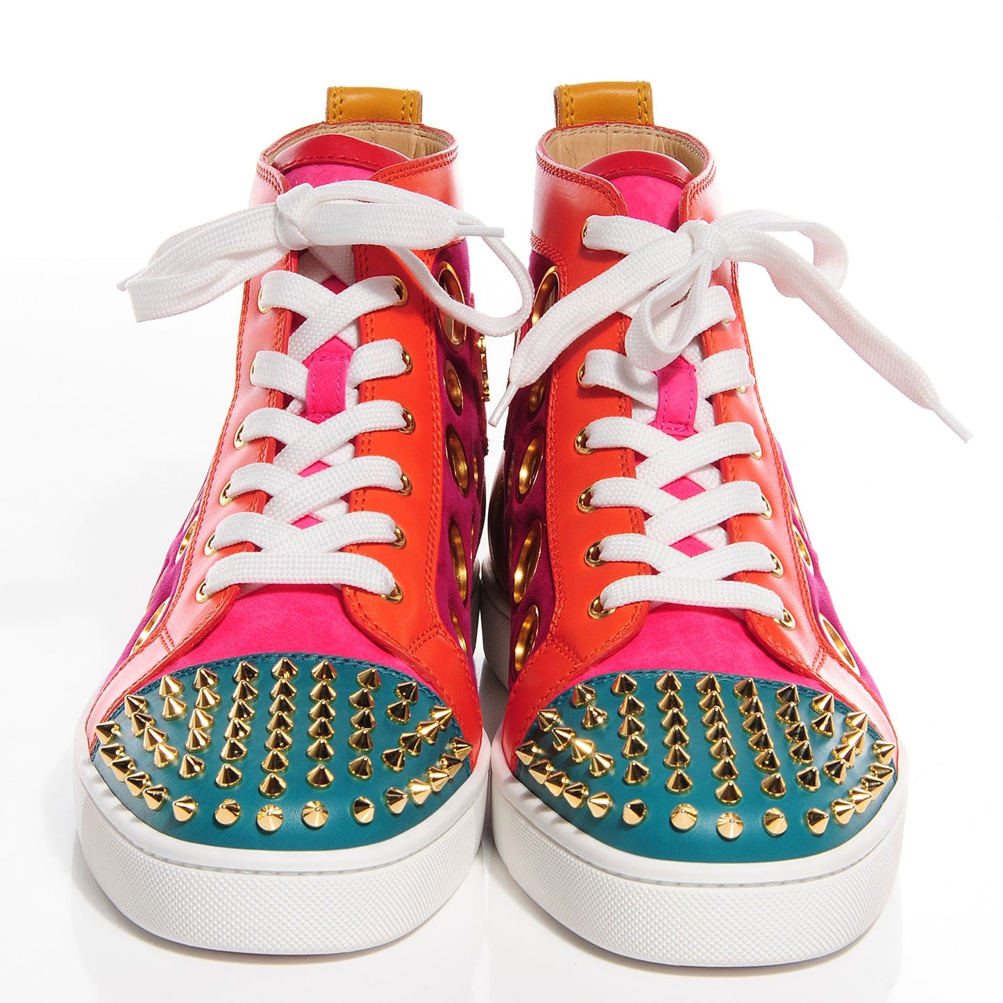 Mens Calf Suede Bubble Spike Flat Sneakers 43.5 Multicolor Gold