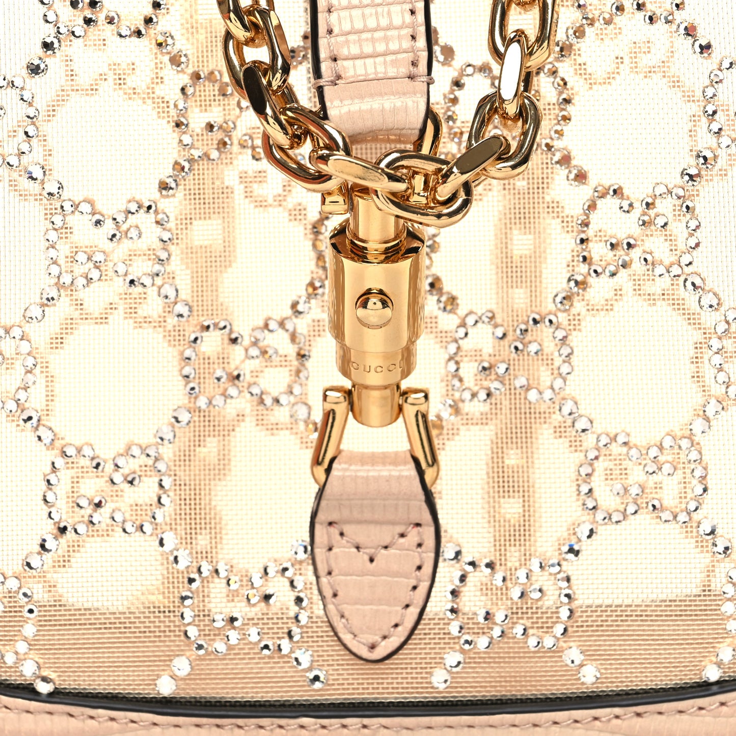 Lizard Mesh Crystal GG Monogram Mini Jackie 1961 Hobo Light Powder Skin Rose