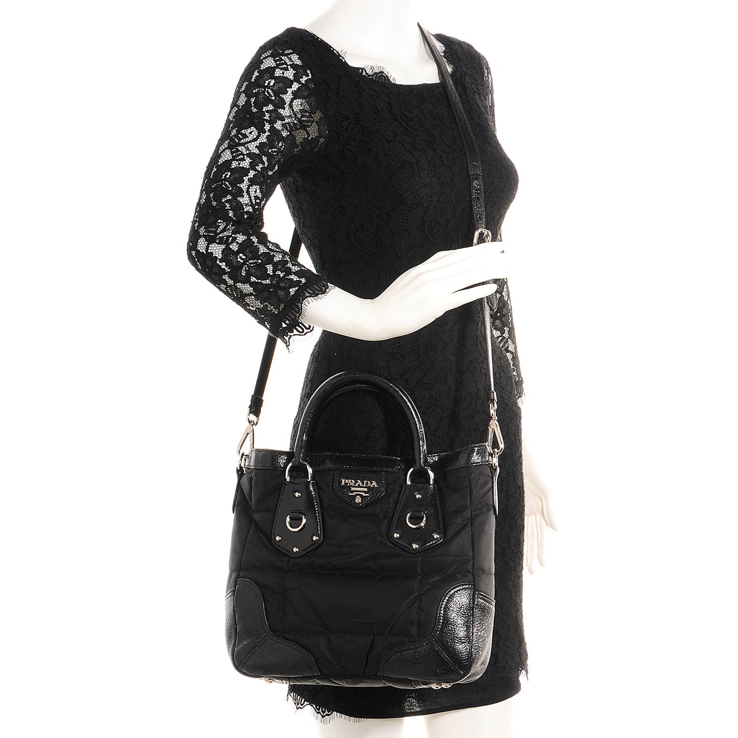 Tessuto Nylon Quilted Tote Nero Black