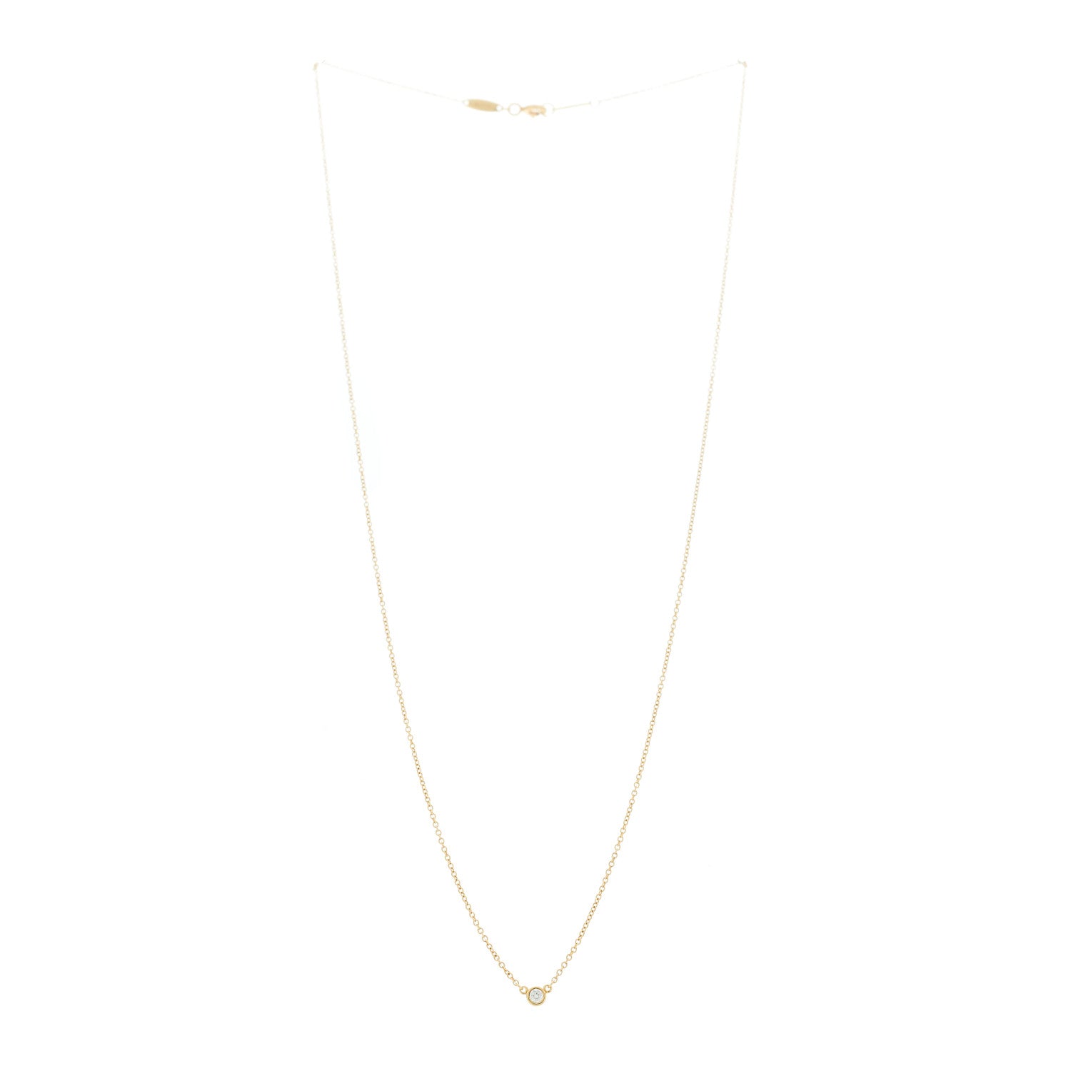 Tiffany 18K Yellow Gold Diamond Elsa Peretti .05ct Diamonds by the Yard Pendant Necklace 3 of 7