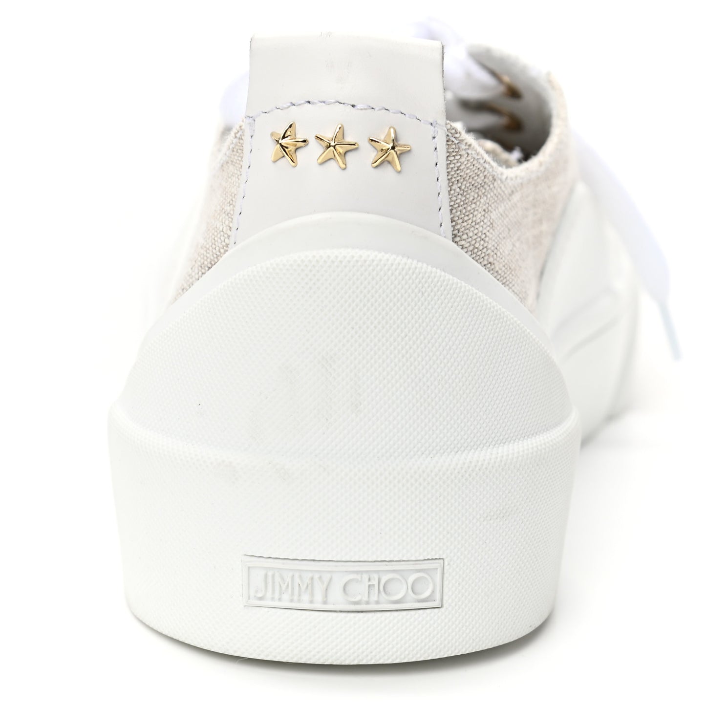 Calfskin Linen VBC Lace Up Sneakers 38.5 White Natural