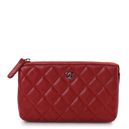 Chanel Lambskin Quilted Pouch Cosmetic Case Red 1 of 8