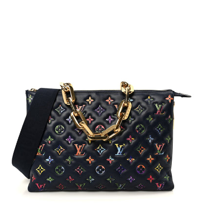 Louis Vuitton Lambskin Embossed Monogram LV Garden Coussin MM Navy Blue 1 of 12