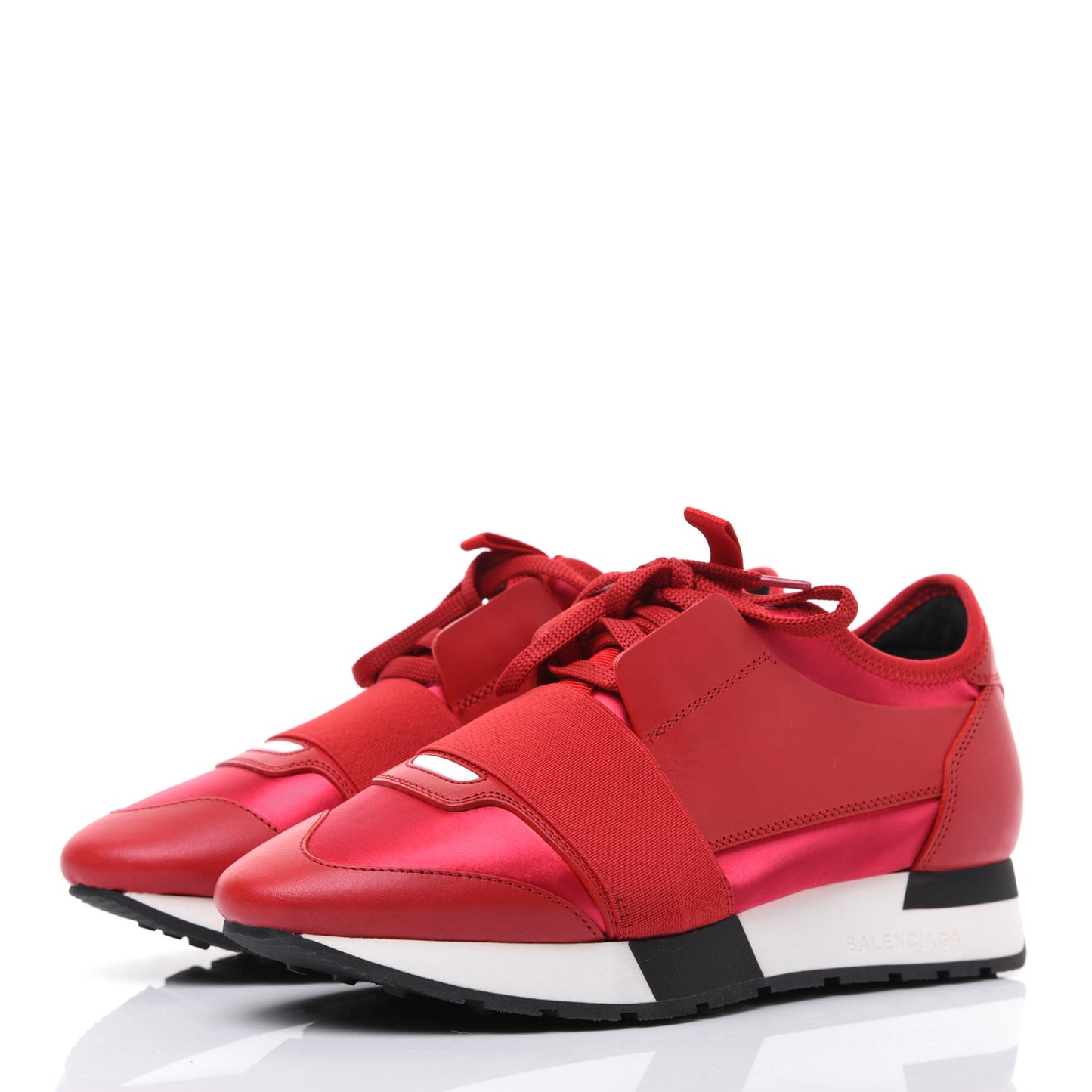 Satin Calfskin Womens Race Runner Sneakers 37 Rouge Groseille
