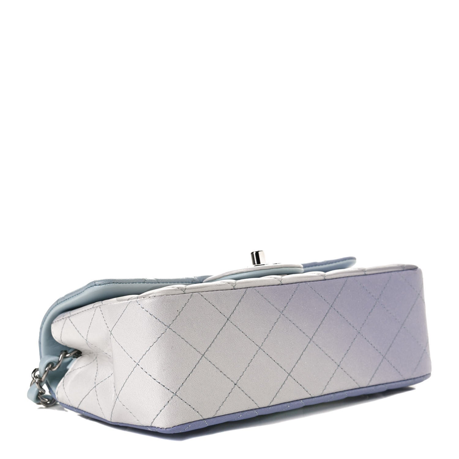 Chanel Perforated Lambskin Quilted Mini Rectangular Flap Light Blue Light Purple White 5 of 13