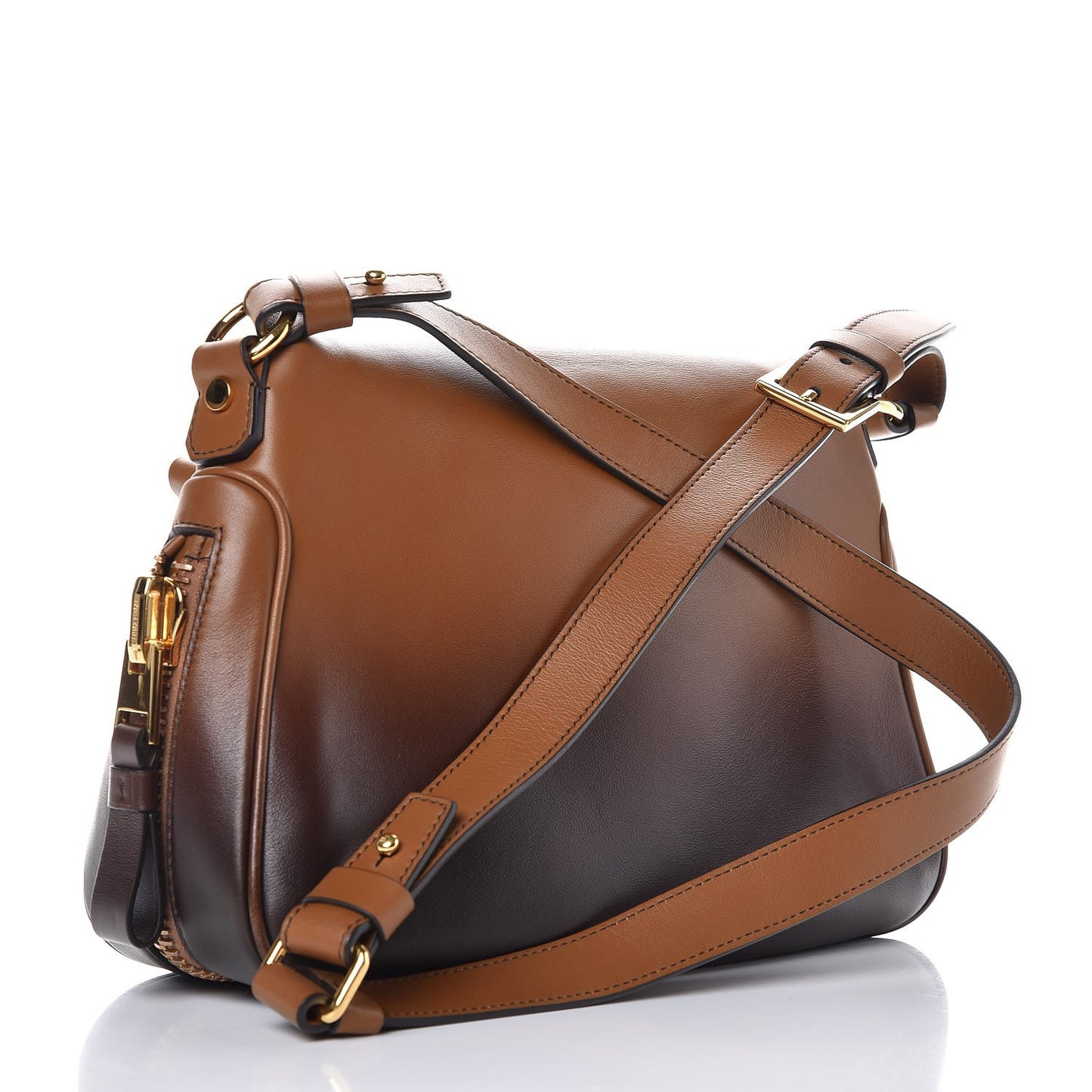Grained Calfskin Medium Shaded Jennifer Crossbody Tan