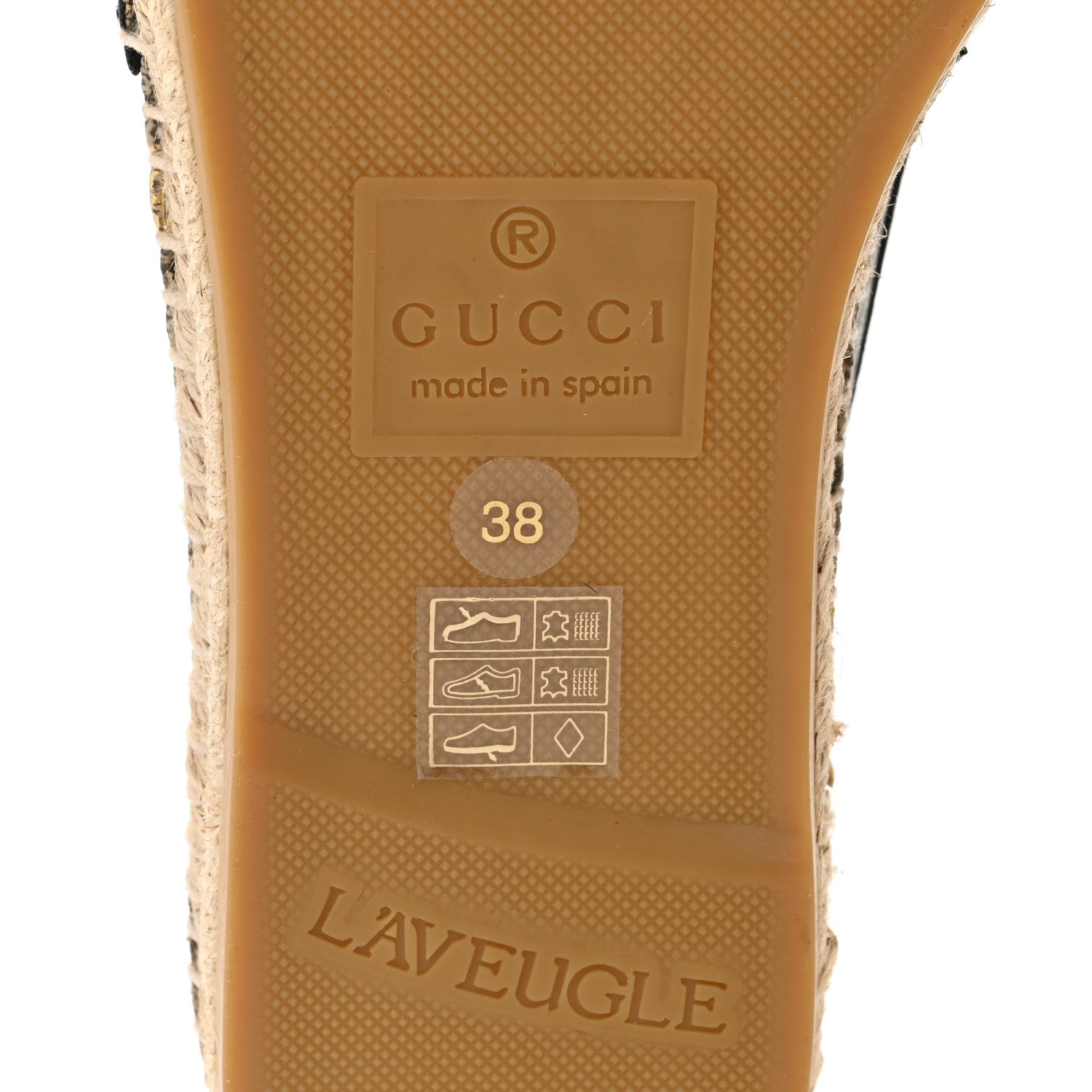 Gucci GG Supreme Monogram Bees Espadrille Flats 38 Beige Ebony Oro Black 6 of 10