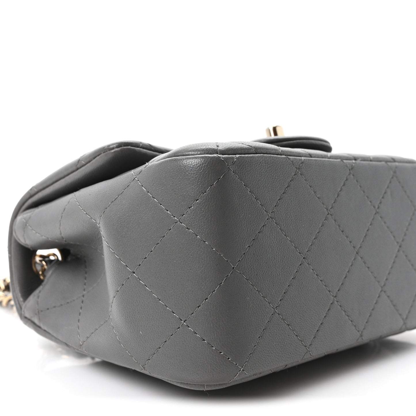 Lambskin Quilted Mini Square Flap Dark Grey