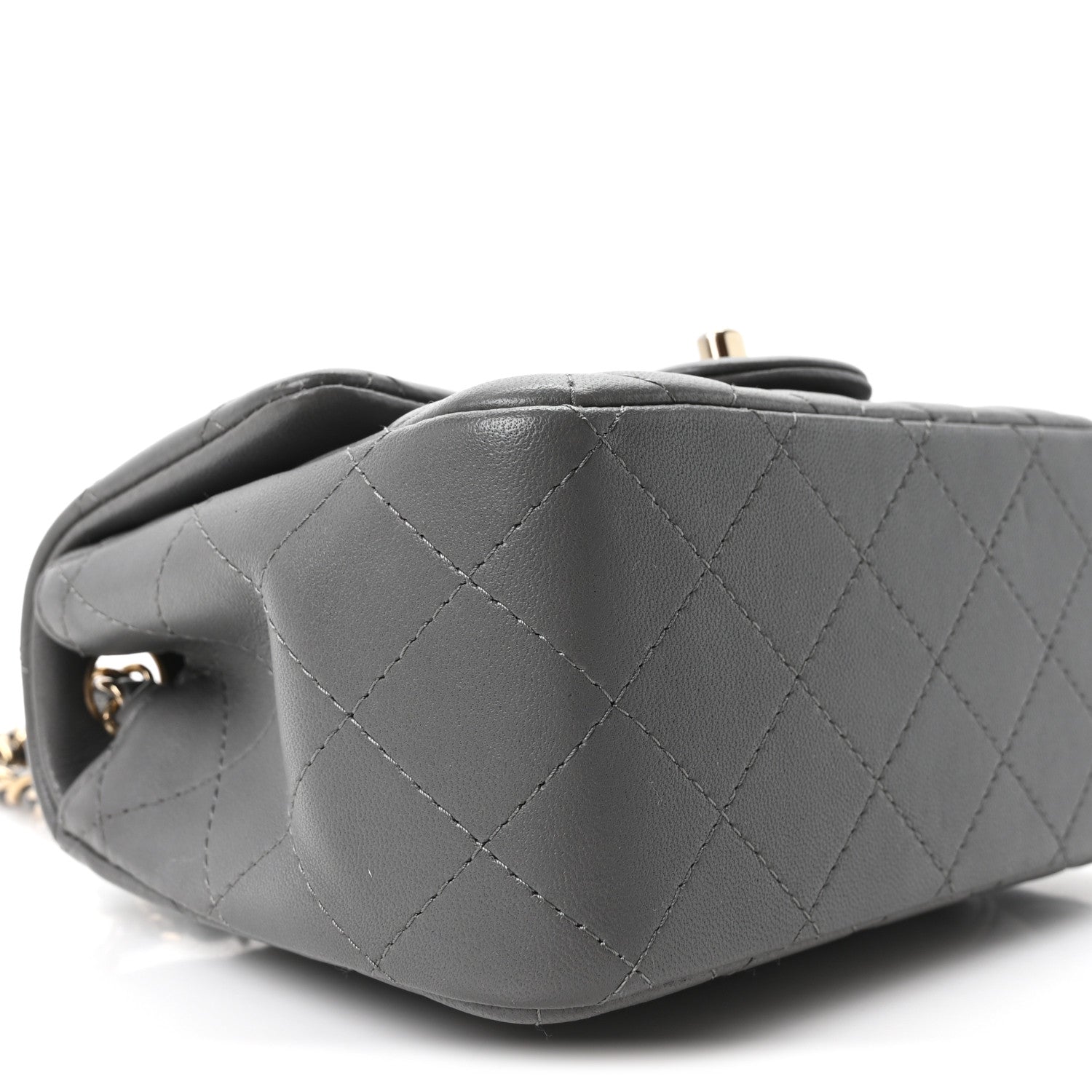 Chanel Lambskin Quilted Mini Square Flap Dark Grey 9 of 10
