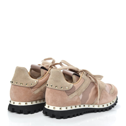 Valentino Garavani Suede Nylon Camouflage Womens Soul Rockstud Sneakers 38 Multicolor 4 of 7