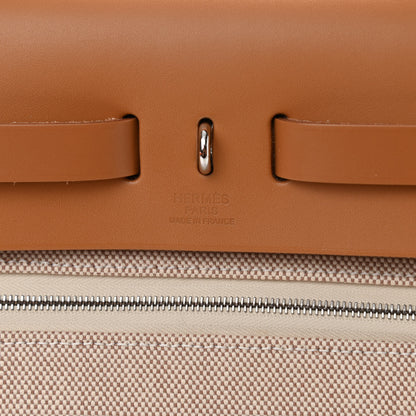 Hermes Vache Hunter Toile H Brides de Gala Herbag Zip Retourne 31 PM Natural 7 of 14