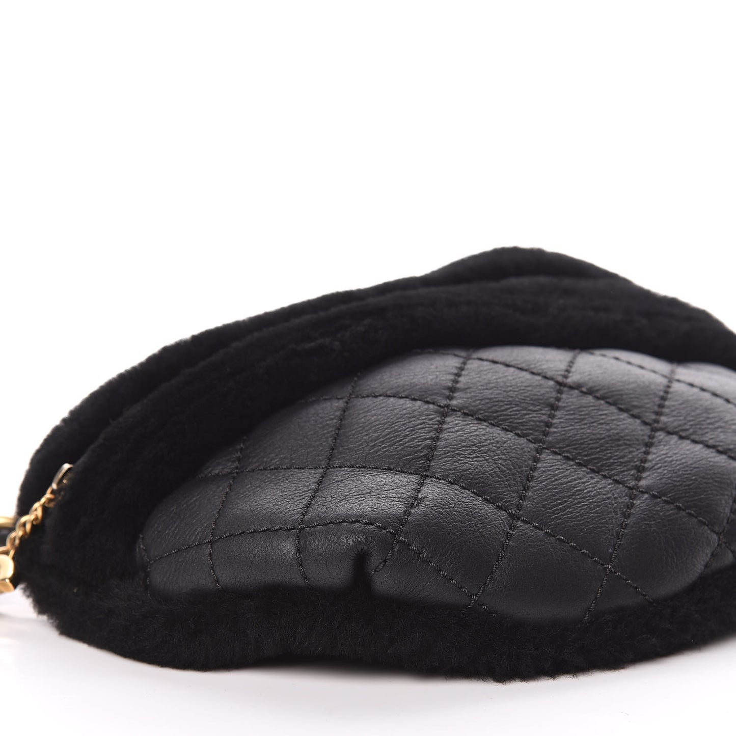 Calfskin Fur Quilted Waist Bag Fanny Pack Black