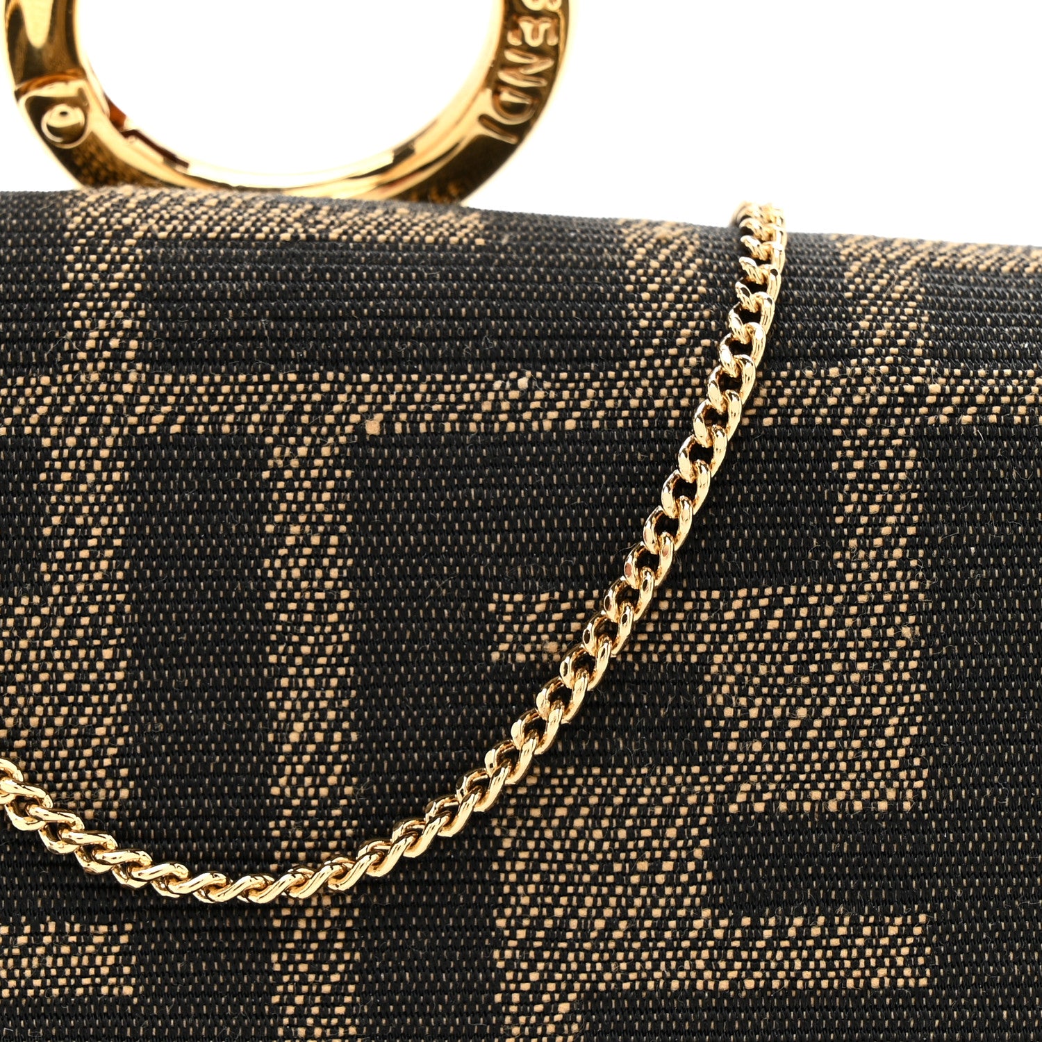 Fendi Fabric Jacquard FF 1974 Nano Baguette Charm Tobacco Moro Black 8 of 10