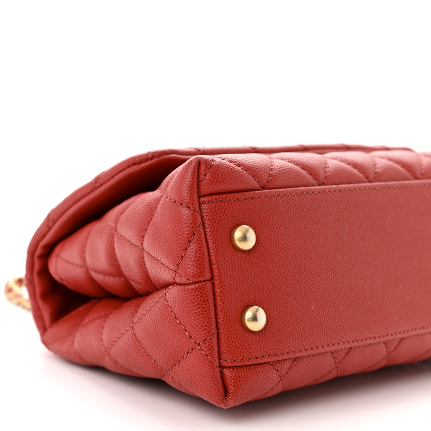 Chanel Caviar Lizard Embossed Quilted Mini Coco Handle Flap Red 9 of 12
