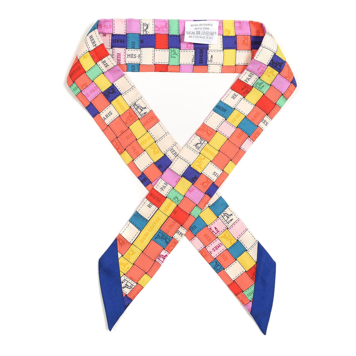 Hermes Silk Bolduc Au Carre Twilly Corail Jaune Multicolor 1 of 4