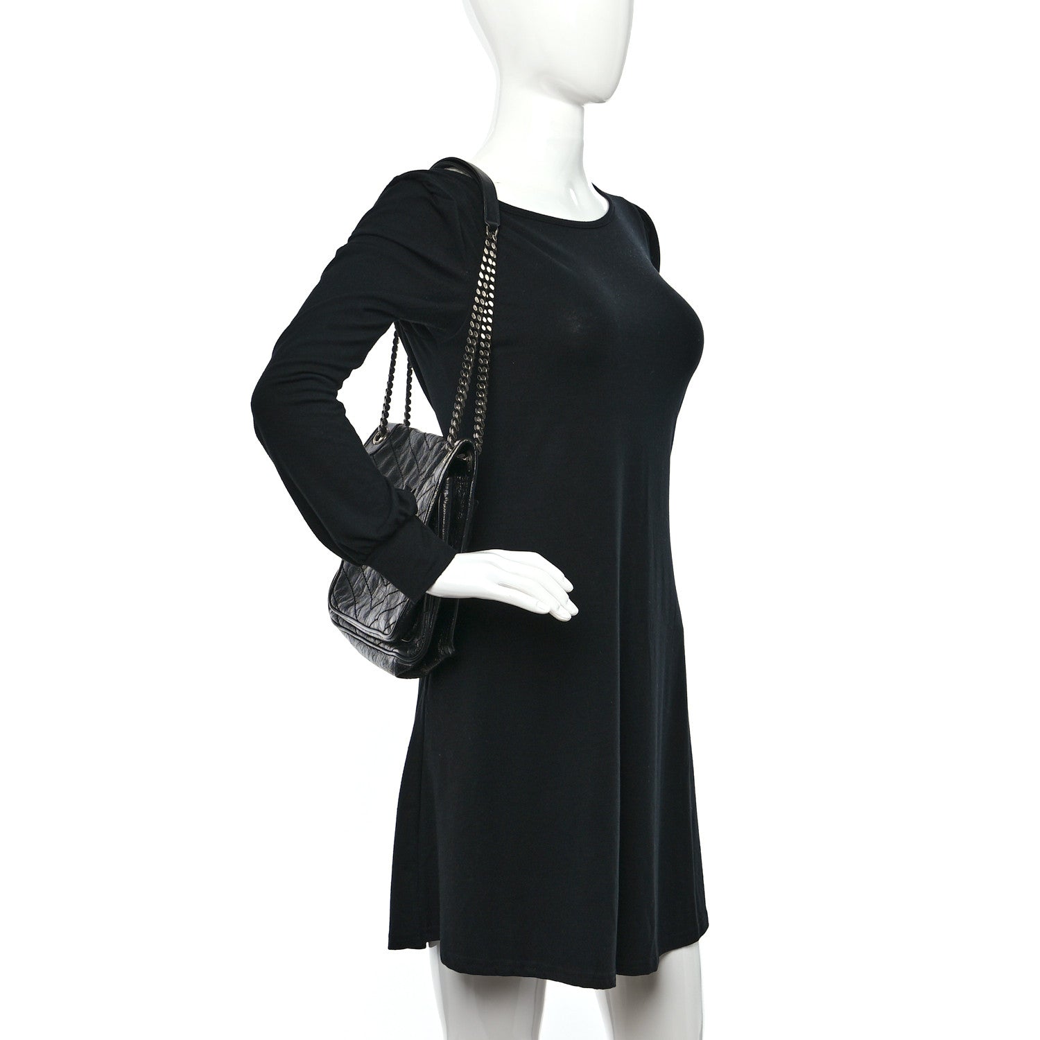 Saint Laurent Crinkled Calfskin Matelasse Monogram Medium Niki Chain Satchel Black 2 of 11
