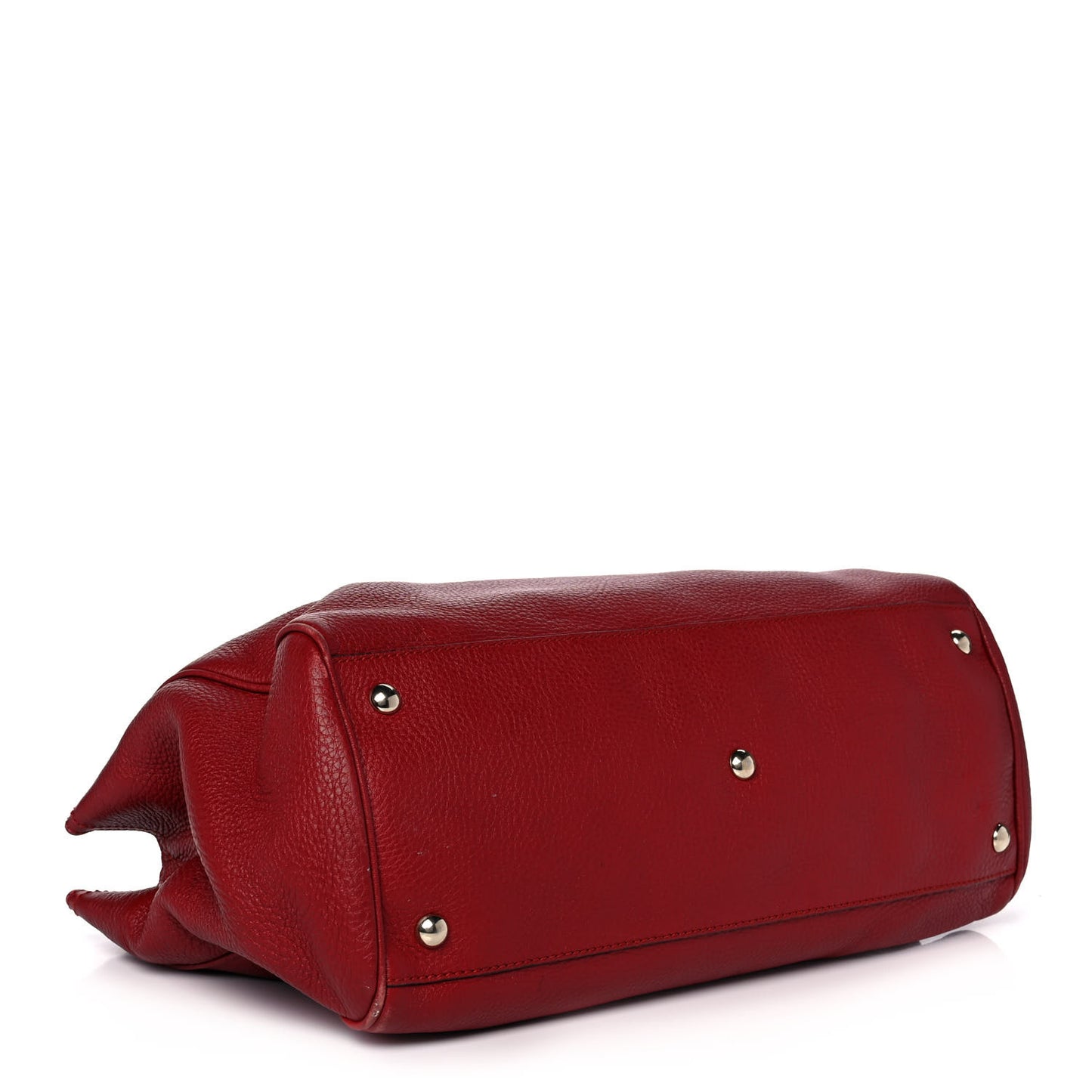 Pebbled Calfskin Medium Bamboo Shopper Tote Red