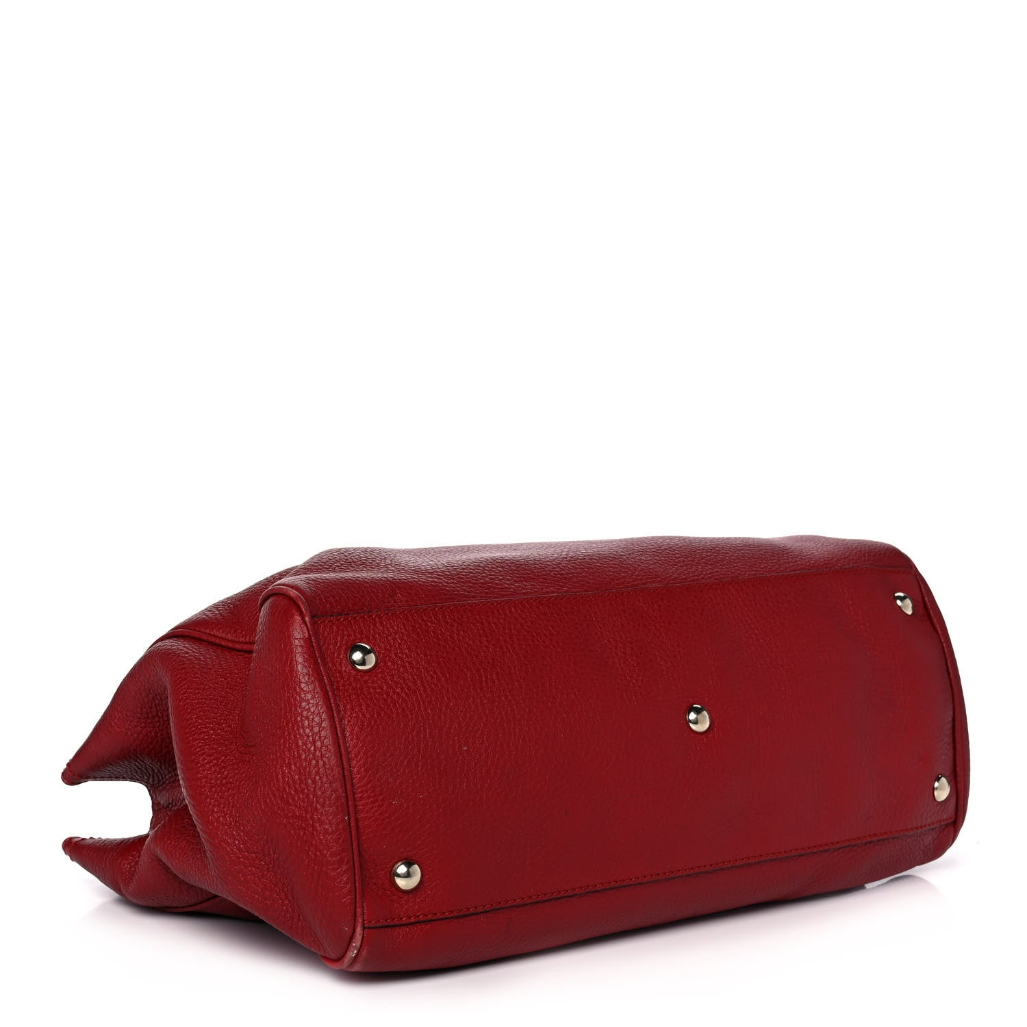Gucci Pebbled Calfskin Medium Bamboo Shopper Tote Red 4 of 14