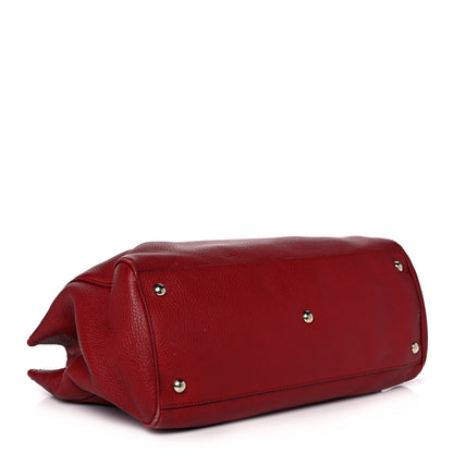 Gucci Pebbled Calfskin Medium Bamboo Shopper Tote Red 4 of 14