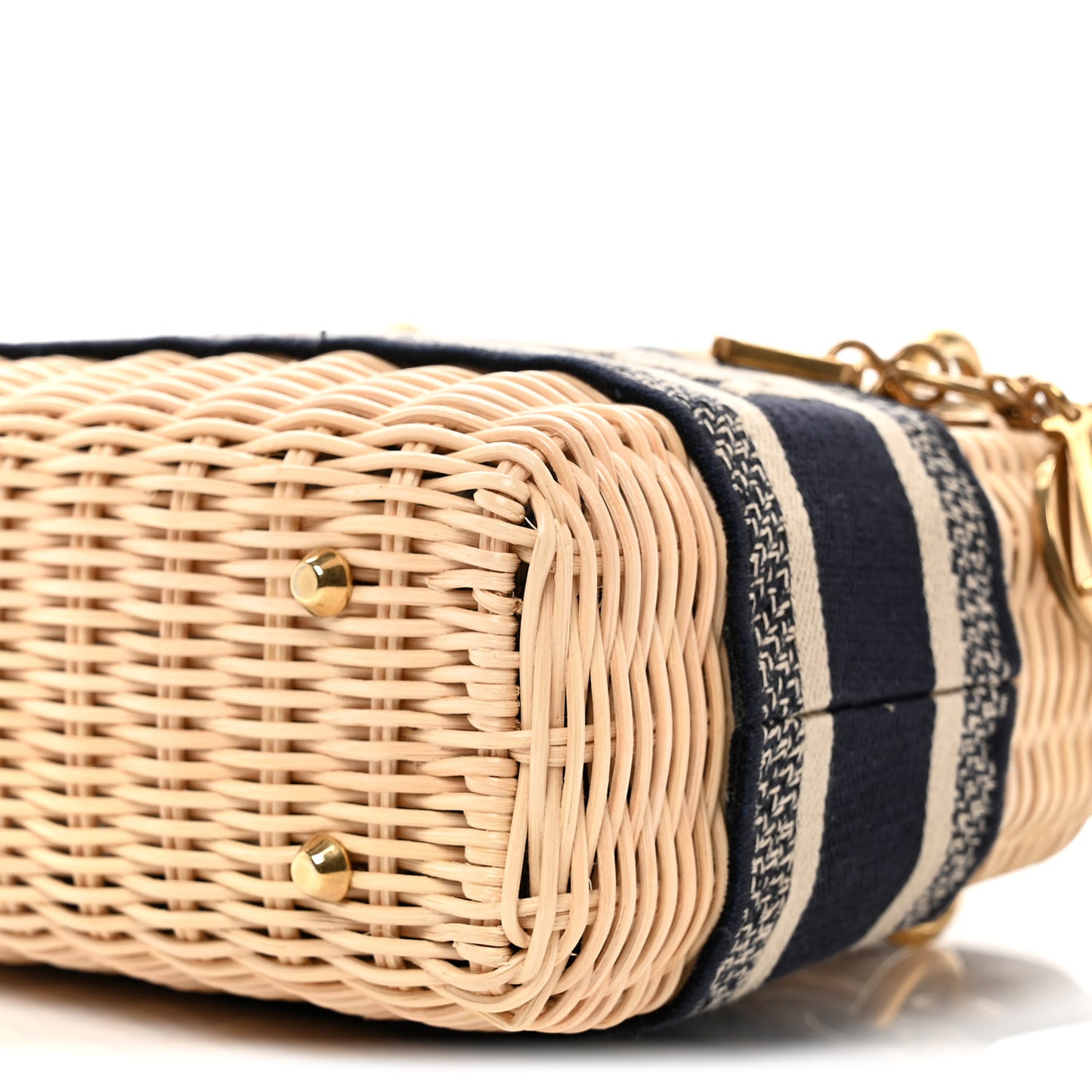 Wicker Oblique Mini Lady Dior Bag Blue