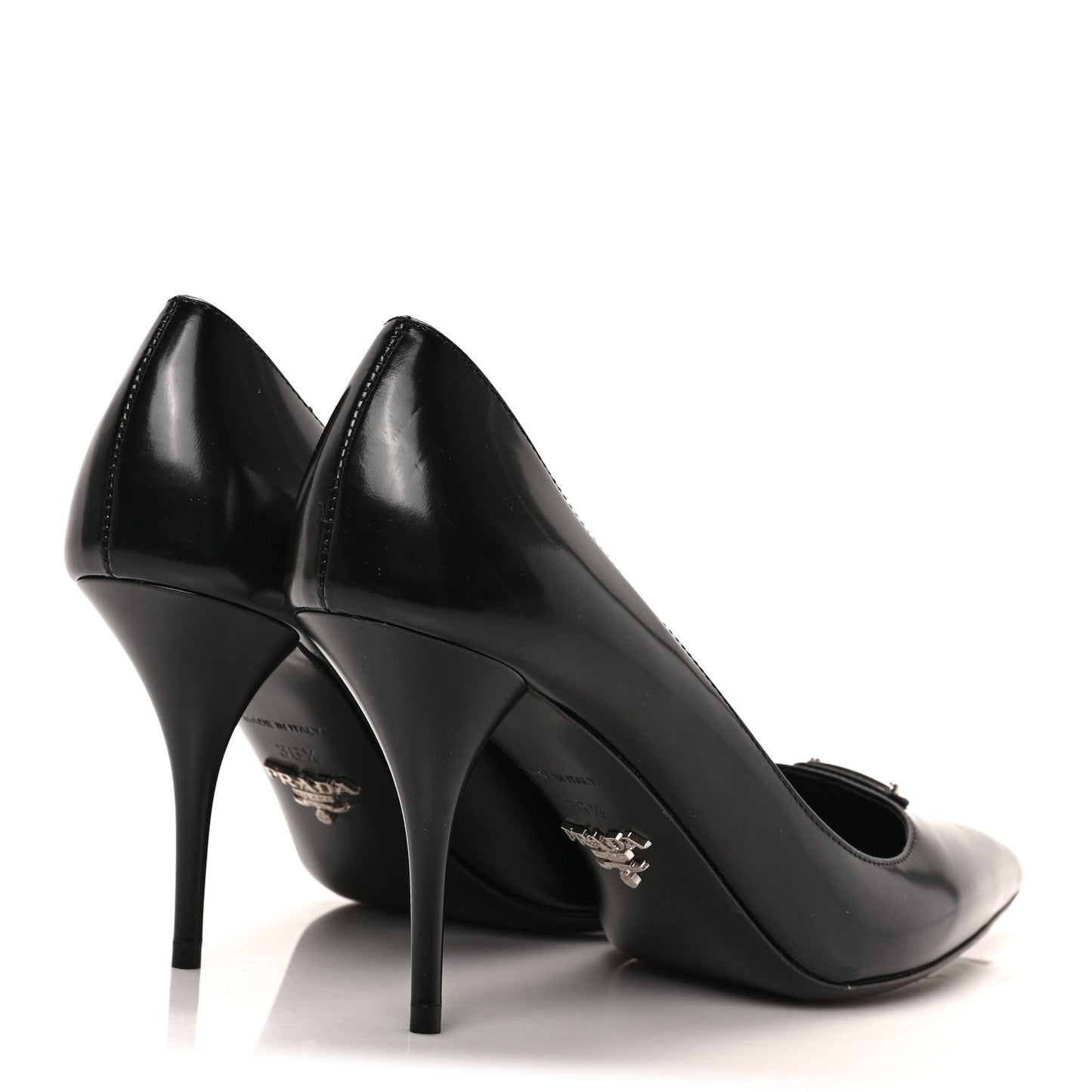 Spazzolato Metal Triangle Logo Pointed Toe Pumps 36.5 Black
