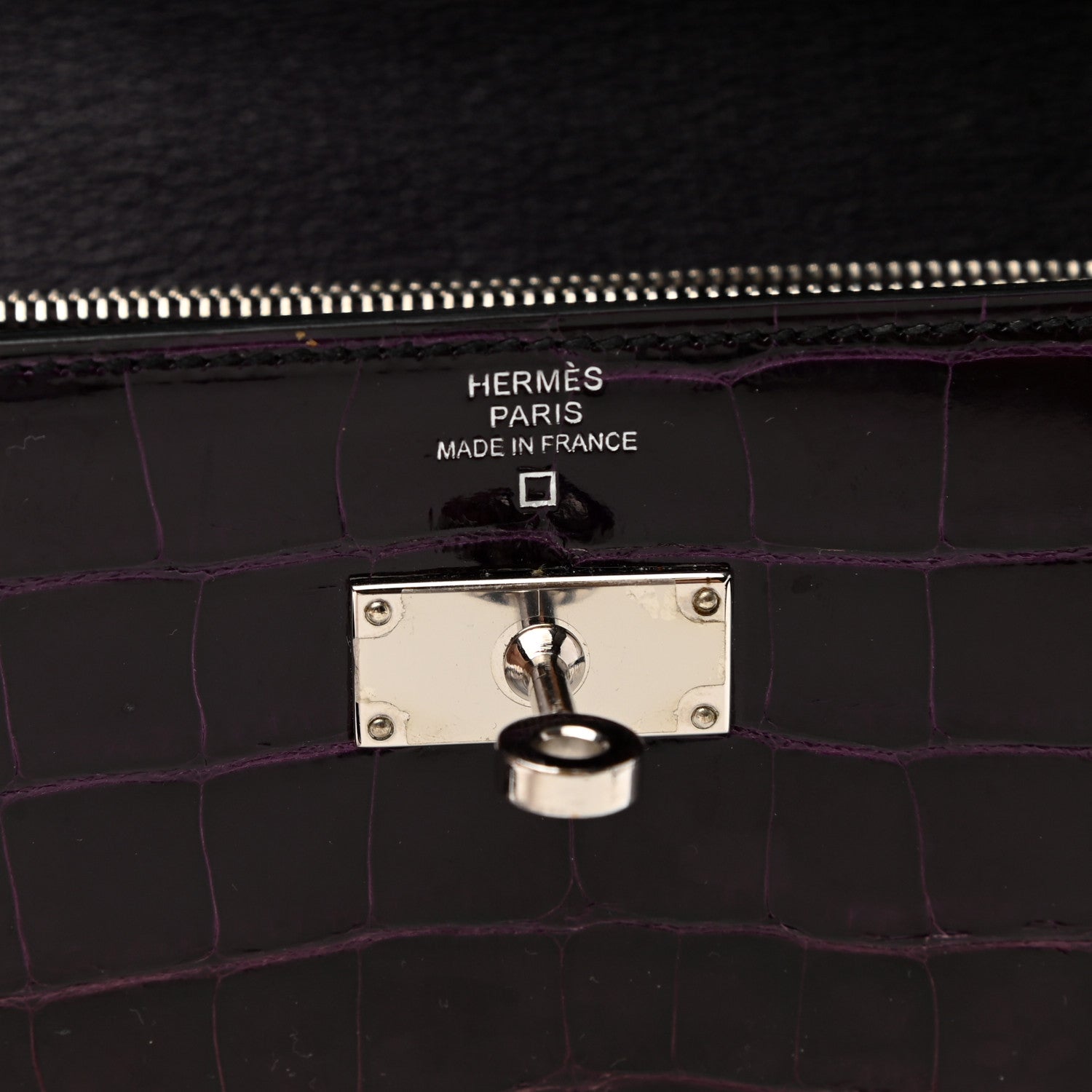 Hermes Matte Alligator Kelly Longue Wallet Prunoir 6 of 8