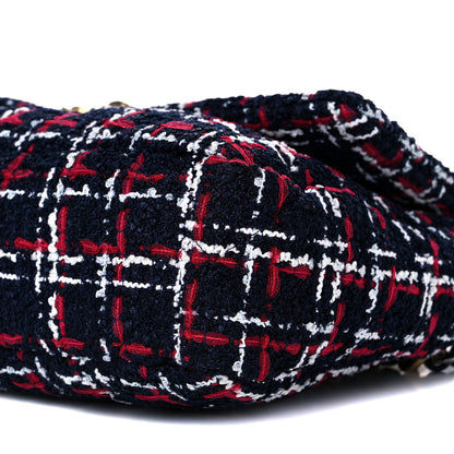 Chanel Tweed Quilted Medium Chanel 19 Flap Navy Blue White Red 9 of 10