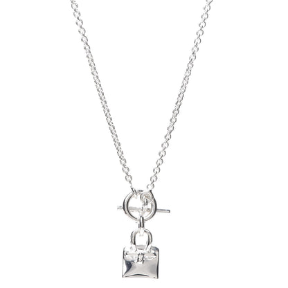 Hermes Sterling Silver Birkin Amulette Pendant Necklace 1 of 6