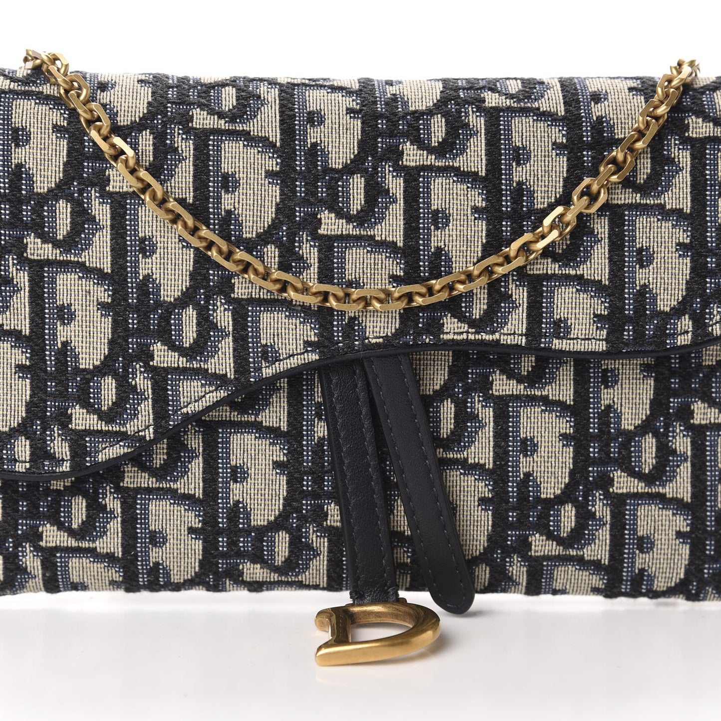 Oblique Saddle Chain Long Wallet Blue