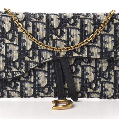 Christian Dior Oblique Saddle Chain Long Wallet Blue 11 of 12