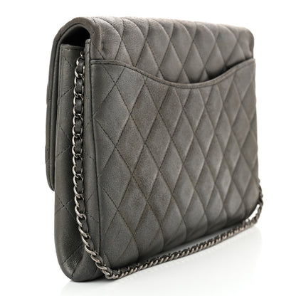 Chanel Iridescent Calfskin Quilted Clutch with Chain Flap Dark Grey 3 of 12