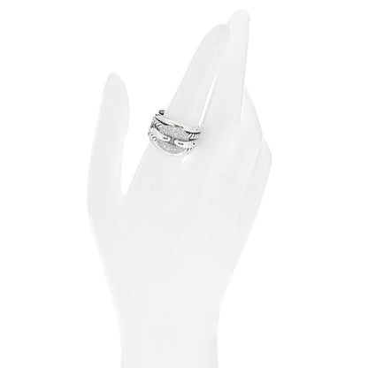 David Yurman Sterling Silver Diamond Thoroughbred Cushion Link Ring 58 8.25 2 of 4