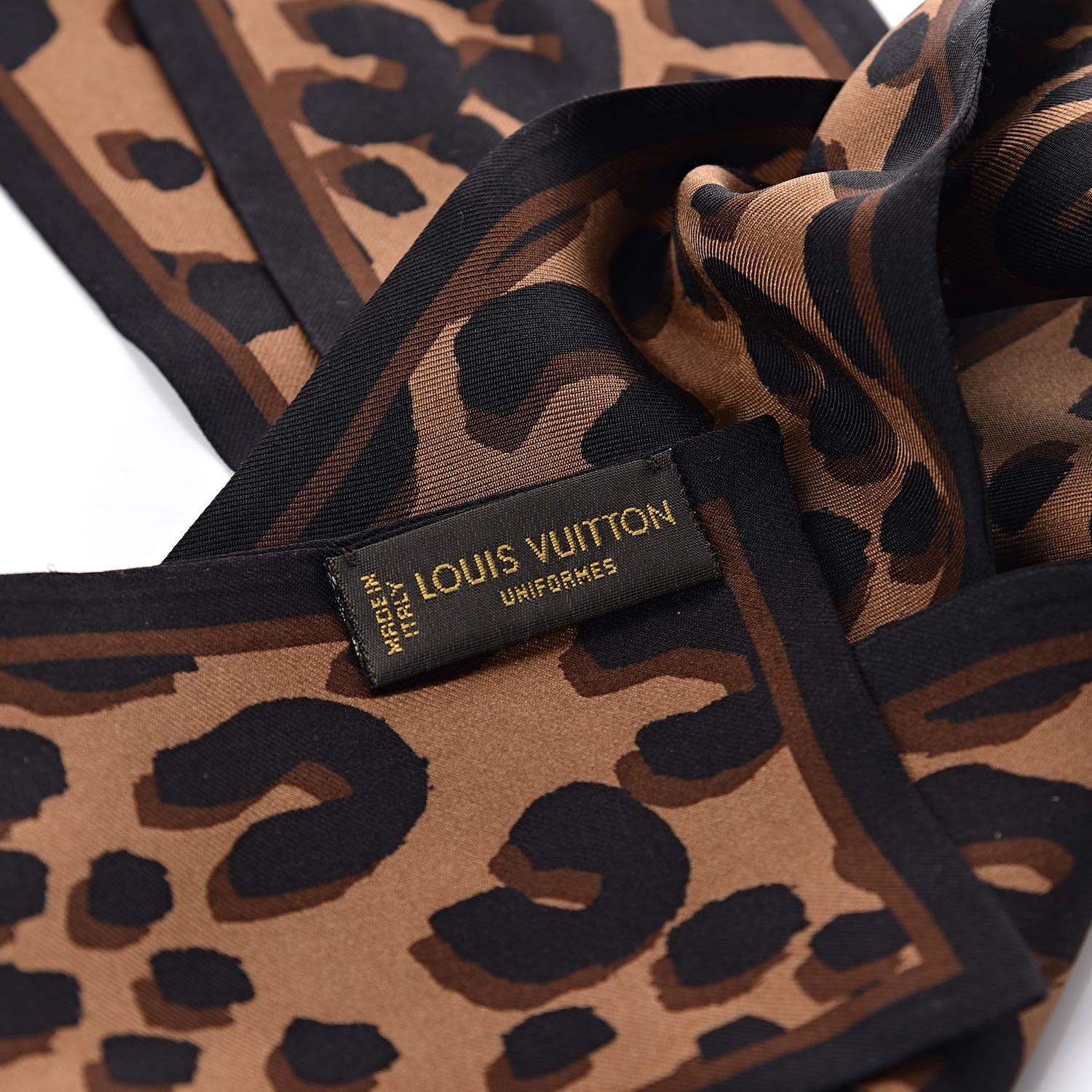 Louis Vuitton Silk Leopard Bandeau Scarf Marron 4 of 5