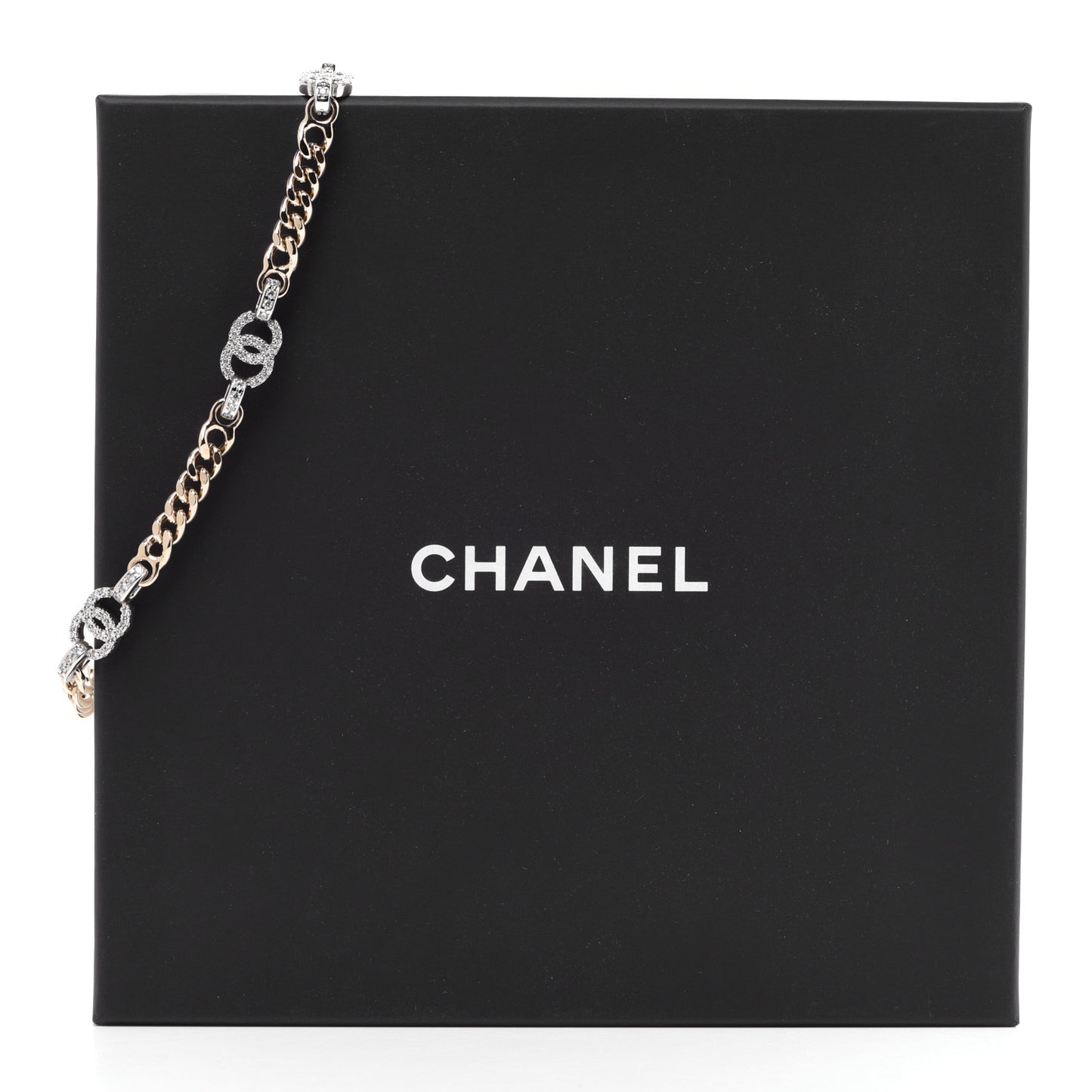 Crystal Chain CC Link Choker Gold Silver