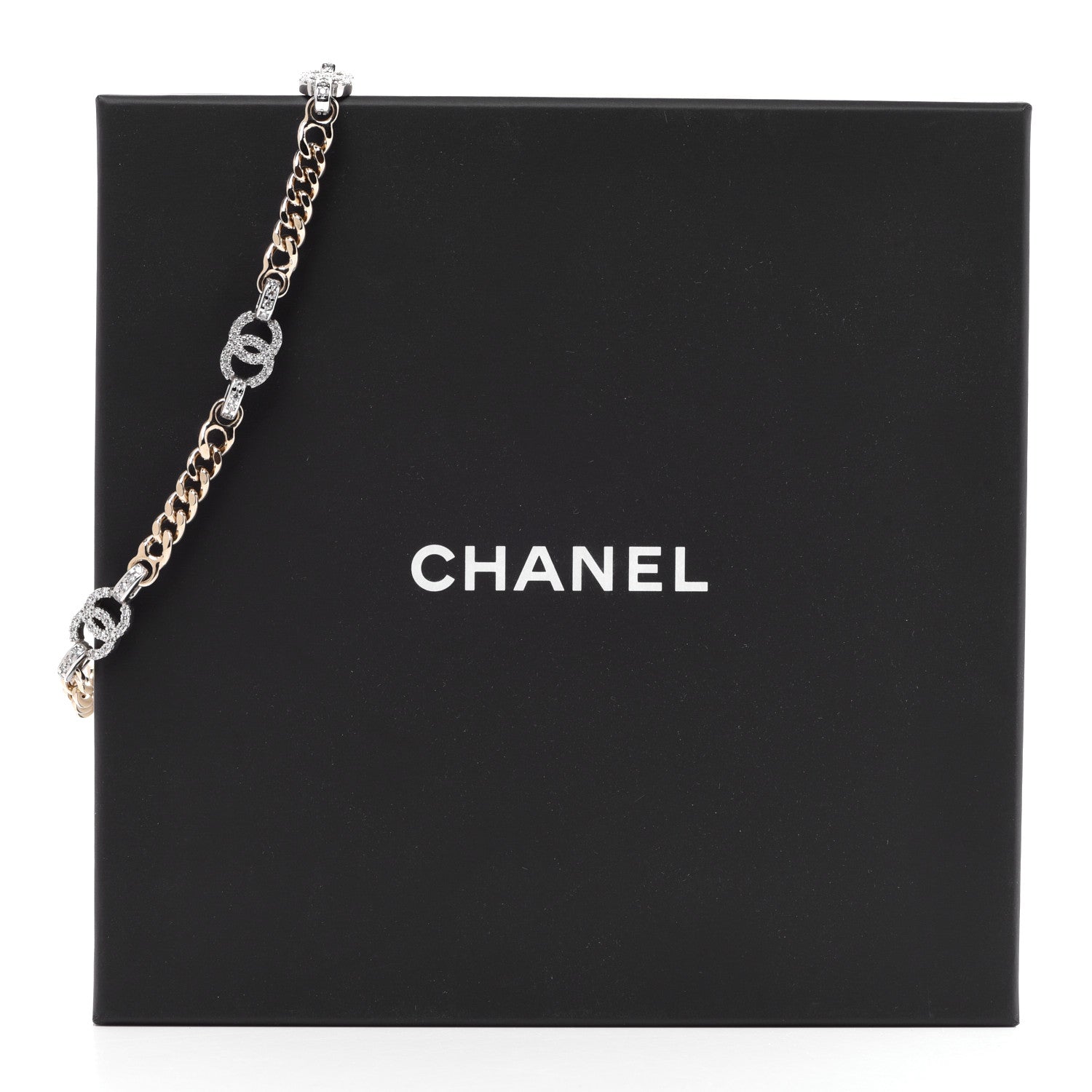 Chanel Crystal Chain CC Link Choker Gold Silver 6 of 6
