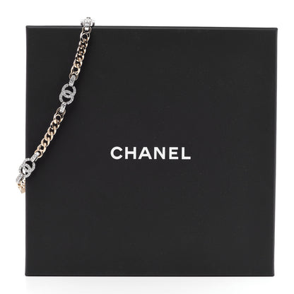 Chanel Crystal Chain CC Link Choker Gold Silver 6 of 6