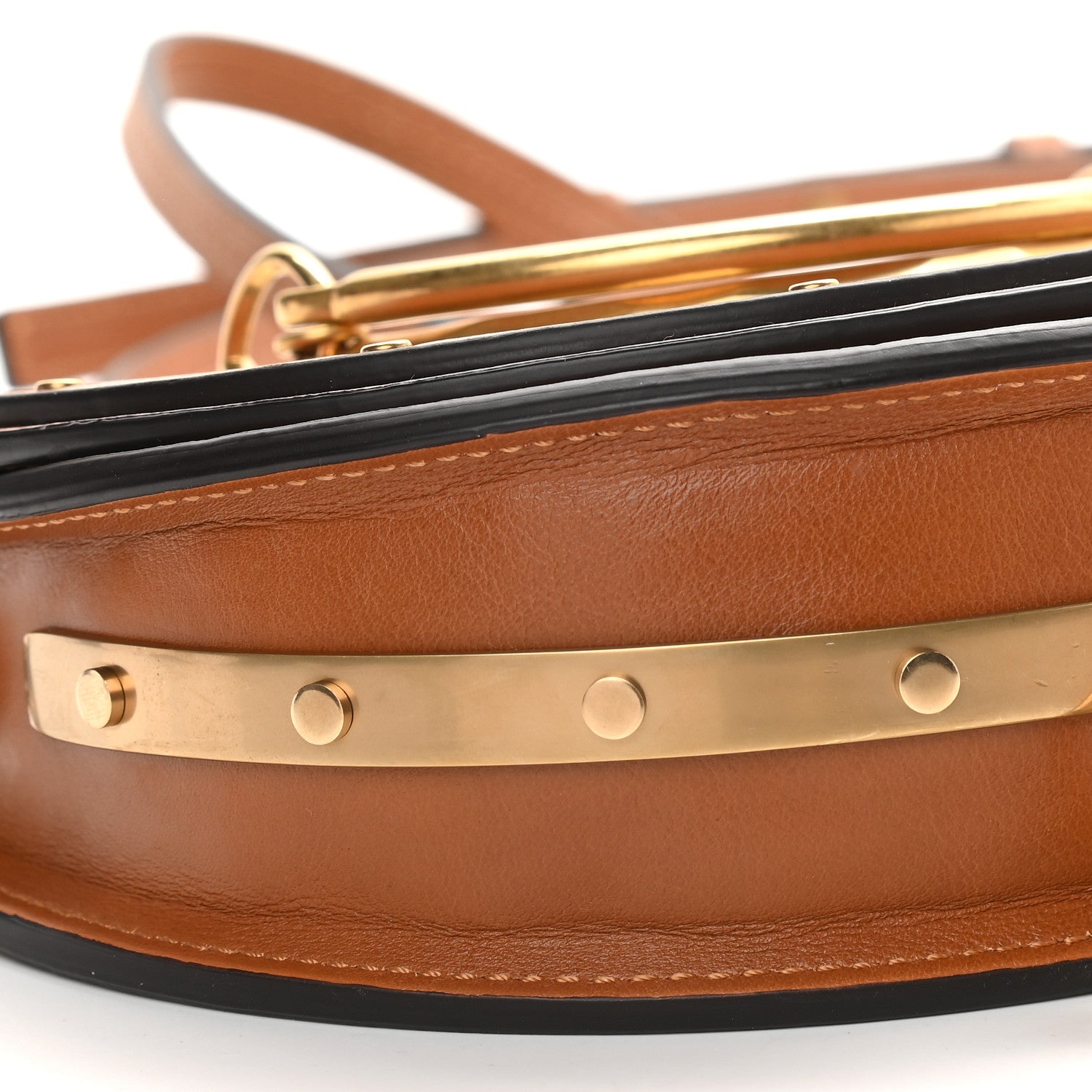 Chloe Calfskin Small Nile Bracelet Minaudiere Bag Caramel 7 of 8