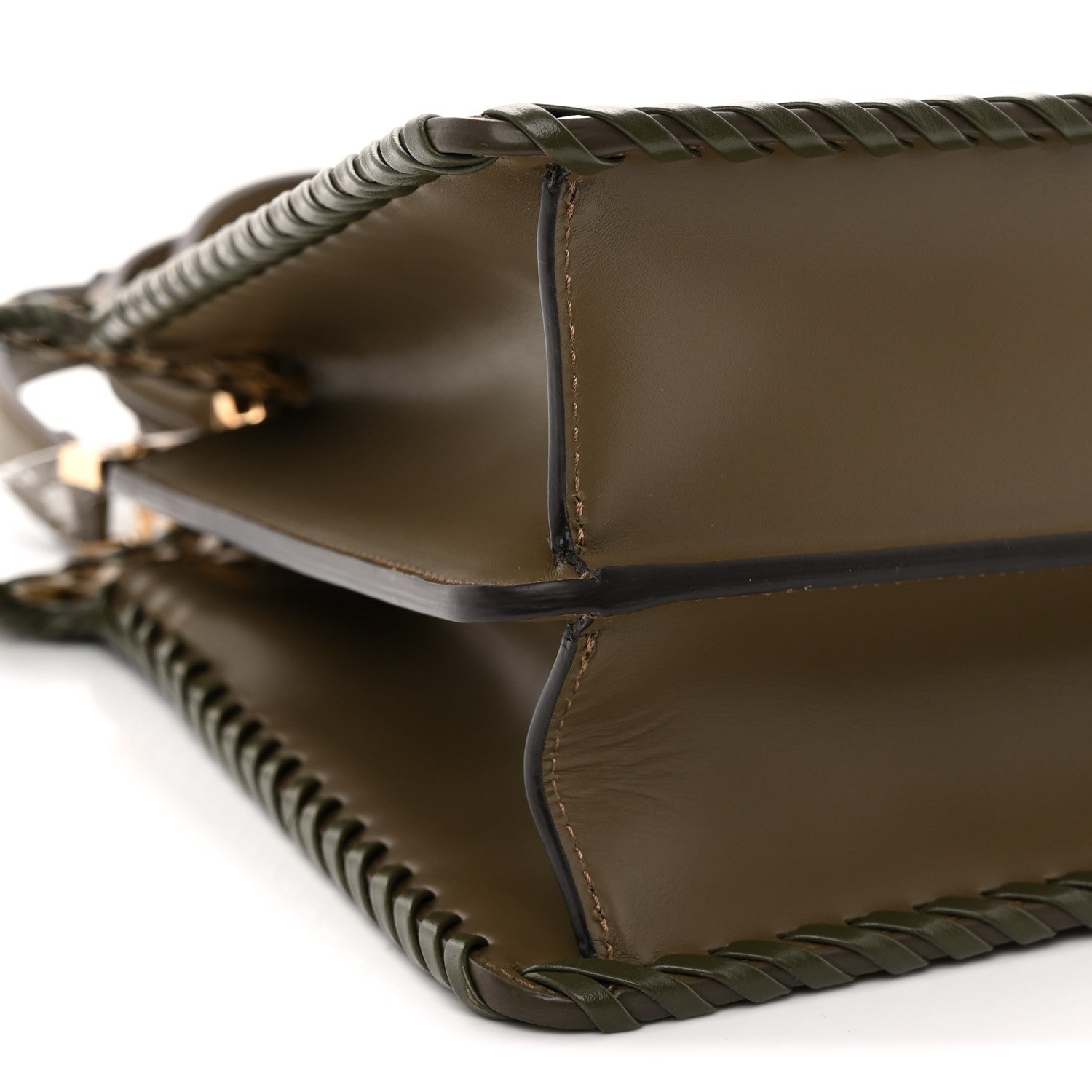 Fendi Vitello King Ceylon Shiny Nappa Woven Medium Peekaboo I SEE U Satchel Avocado Cedro Camaleonte 9 of 11